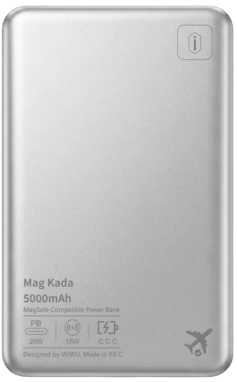 WiWU SA21 Mag Kada Внешний аккумулятор 5000mAh | 15 Вт | Совместим с MagSafe | silver 