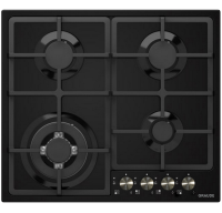 Graude Газовая варочная панель GS 60.2 SM | Нержавеющая сталь, покрытая эмалью чёрного цвета | Чугунные решетки | Электроподжиг | 5,6x58x51 см      
