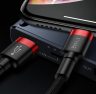 Кабель USB-C BASEUS Cafule, Type-C - Lightning, 2.4А, 18W, 1 м, красный+черный CATLKLF-91