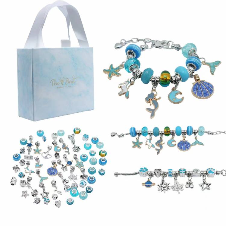 Набор для создания украшений для девочки , браслеты / в голубом цвете , для детей от 3 лет