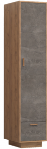 Woodville Шкаф Эго П-1 на подиуме золотой дуб | камень темный | Ширина - 41,8; Глубина - 51; Высота - 201,9 см