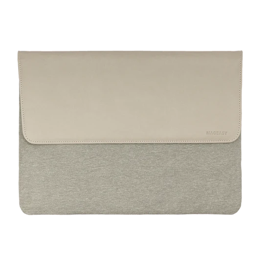 Mageasy чехол с магнитной откидной крышкой MagSleeve | MacBook 13"& 14" | Premium кожа | Цвет: Светло-серый