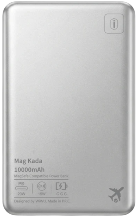 WiWU SA23 Mag Kada Внешний аккумулятор 10000mAh | 15 Вт | Совместим с MagSafe | silver 