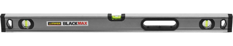 STAYER "PROFESSIONAL" "BlackMax" Уровень коробчатый усиленный с ручками, утолщенный особопроч. профиль, 0,5мм/м, 3 ампулы, 80см Уровень