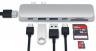 Satechi USB-хаб Aluminum Pro Hub для Macbook Pro (USB-C). Порты: HDMI, Thunderbolt 3, USB Type-C, SD, microSD, 2 x USB 3.0. серебряный.