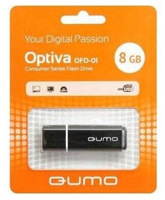 Накопитель QUMO 8GB USB 2.0 Optiva 01 Black, цвет корпуса  черный (QM8GUD-OP1-black)