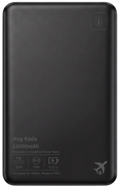 WiWU SA23 Mag Kada Внешний аккумулятор 10000mAh | 15 Вт | Совместим с MagSafe | black 