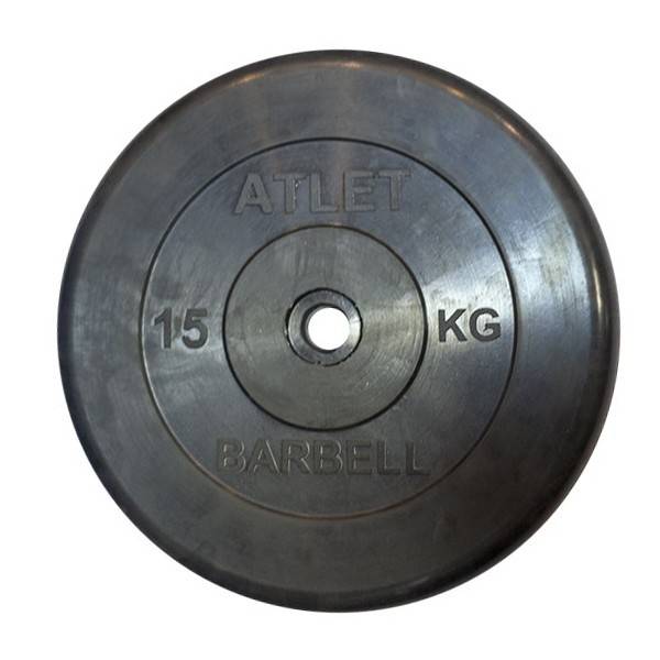 Barrbell Диск обрезиненный  ATLET 15 кг / диаметр 26 мм