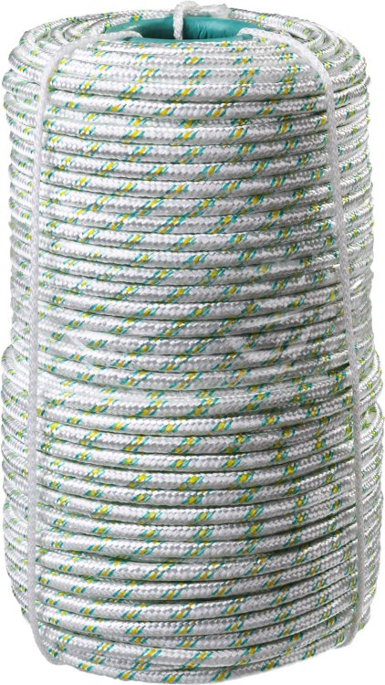 Сибин Фал d 8 мм, 1000 кгс плетёный капроновый 16-прядный с капроновым сердечником, , бухта 100 м
