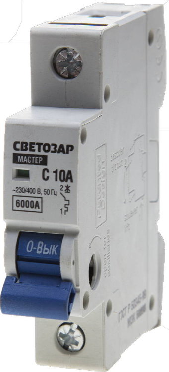 Светозар SV-49061-10-C 10 A "C" откл. сп. 6 кА 230 / 400 В Выключатель автоматический 1-полюсный