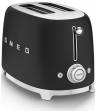 Тостер SMEG TSF01BLMEU , 2 ломтика, 6 уровней поджаривания, мощность: 950 Вт, корпус из нержавеющей стали, черный матовый, стиль 50-х г.г