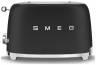 Тостер SMEG TSF01BLMEU , 2 ломтика, 6 уровней поджаривания, мощность: 950 Вт, корпус из нержавеющей стали, черный матовый, стиль 50-х г.г