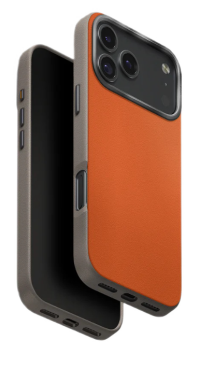 Uniq Lyden DS Flame Orange/Flint Grey Чехол из Экокожи для iPhone 17 Pro Max MagSafe Оранжево-Серый, Защита Камеры