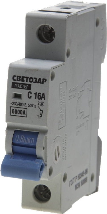 Светозар SV-49061-16-C 16 A "C" откл. сп. 6 кА 230 / 400 В Выключатель автоматический 1-полюсный