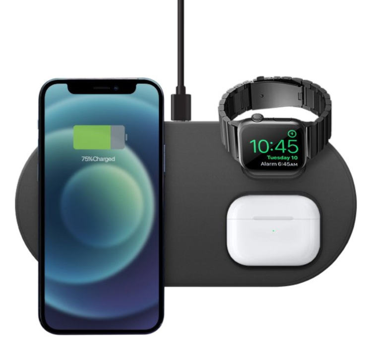 Uniq Беспроводное зарядное устройство Aereo Mag 3-in-1 magnetic wireless 15W +adapter Grey