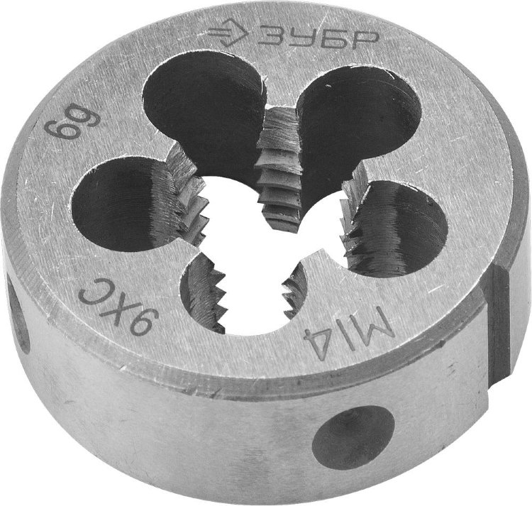 Зубр "МАСТЕР" М14 x 1,5 Плашка круглая ручная для нарезания метрической резьбы, мелкий шаг