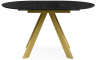 Woodville Стеклянный стол "Галвестон" черный обсидиан | золото | Ширина - 100; Высота - 76; Длина в разложенном виде - 150; Длина - 100 см