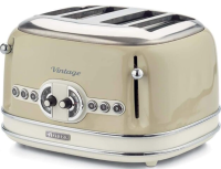 Ariete Тостер Vintage | 4 отсека | Мощность: 1600 Вт | 6 уровней подрумянивания | Подогрев и размораживание | Автоматический выброс ломтиков | Металлический корпус | 00C015603AR0