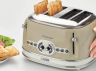 Ariete Тостер Vintage | 4 отсека | Мощность: 1600 Вт | 6 уровней подрумянивания | Подогрев и размораживание | Автоматический выброс ломтиков | Металлический корпус | 00C015603AR0