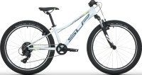 Superior Детский велосипед Racer XC (2024) | Универсальный | Диаметр колеса: 24" | Рама: ALU 6061 T6 DOUBLE BUTTED | Вилка: SR SUNTOUR XCT JR24, 1-1/8" | Вес: 11.1 кг | Gloss White/Petrol Blue/Neon Yellow