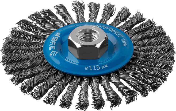 Зубр 115ммхМ14 Щетка "Профессионал" дисковая для УШМ, плетеные пучки стальной проволоки 0,5мм