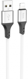 Кабель силиконовый USB на Lightning Hoco X86 Spear / для зарядки и передачи данных/ 1м/ алюминиевый сплав, ток до 2.4A