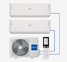 ​AQUA Мультизональная инверторная сплит-система на 2 комнаты 27 кв.м. + 27 кв.м. | компрессор Mitsubishi | завод Haier | Родина бренда Япония | 3U75MSF1/R3 / AQI-25PIRW1/R3(IN)