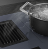 Smeg Варочная поверхность со встроенной вытяжкой HOBD182DG, производство Италия, 4 зоны приготовления, multizone, 9 уровней мощности, поддержание тепла, энергоэффективность А+, производительность вытяжки 630 м3/ч,  цвет Neptune Grey | 23x83x52 см