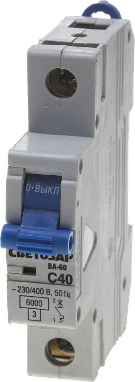 Светозар SV-49061-40-C 40 A "C" откл. сп. 6 кА 230 / 400 В Выключатель автоматический 1-полюсный