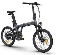  Складной городской электровелосипед ADO A20S Lite серый , колеса 20"x1,95", двигатель 350 Вт, 42 Н*м, батарея в подседельном штыре 36 В, 9,6 А*ч=345,6 Вт*ч, датчик скорости, скорость 30 км/ч, пробег 50 км, амортизационная вилка, привод ремнем, дисковые м