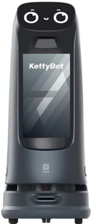 PUDU KettyBot Pro Сервисный робот | Рост: 112 см | Максимальная скорость движения: 1,2 м/с | Поднос: 2шт | Корзина: 1шт | Максимальная нагрузка: 30 кг | Время работы без подзарядки: 24 ч.