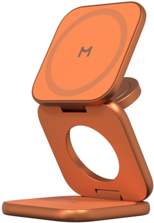 Magssory Складное беспроводное зарядное устройство 3 в 1 | Мощность 25 Вт | С поддержкой Qi2 | Совместимость с MagSafe | Fold Ultra для Apple | Orange