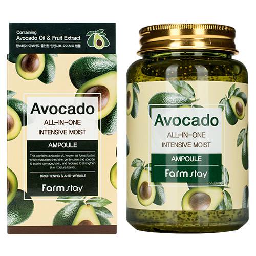 Многофункциональная ампульная сыворотка с экстрактом авокадо Avocado All-In-One Intensive Moist Ampoule FarmStay 250мл
