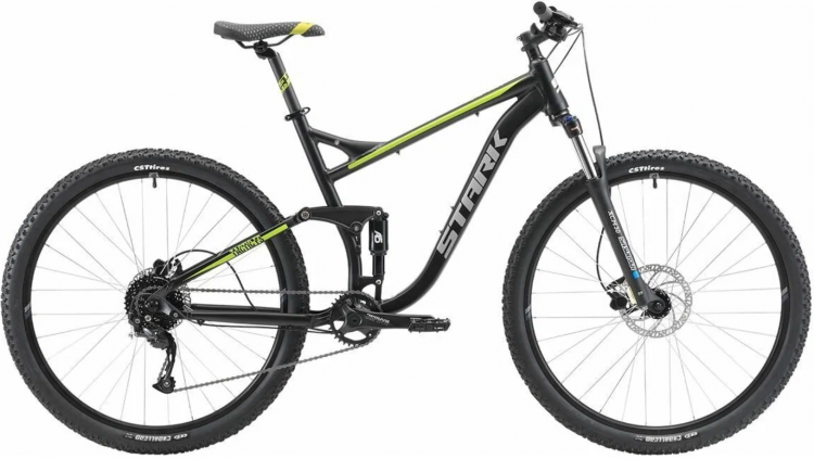 STARK Tactic FS 29.5 HD 2022 черный/зеленый | Размер рамы - 20 | Размер колеса - 29 | Максимальный вес велосипедиста - 110 кг | Рост велосипедиста 176-186 см | Количество скоростей - 9 | Материал рамы - Алюминий