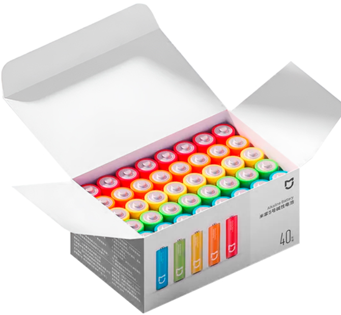 Комплект алкалиновых батареек Mijia Rainbow No.5 40 шт 1.5V, JOYA