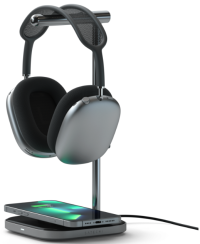 Satechi 2 in 1 Headphone Stand with Wireless Charger. Подставка для наушников 2-в-1 с беспроводным зарядным устройством  Цвет - Серый Космос.