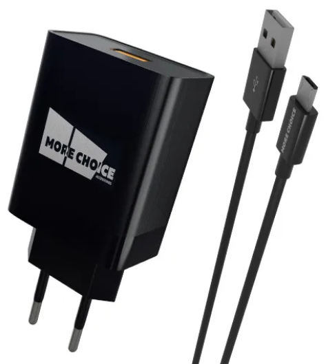 Сетевое зарядное устройство 1USB 3.0A QC3.0 для micro USB быстрая зарядка More choice NC52QCm (Black), SOTA