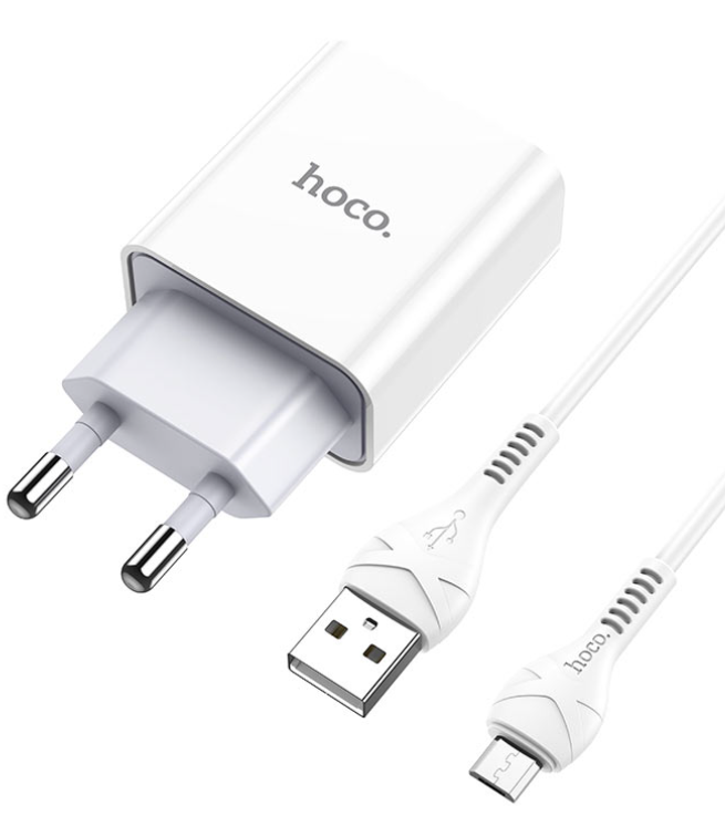 Зарядное устройство 1USB 2.1A для micro USB Hoco C81A 1м (White)