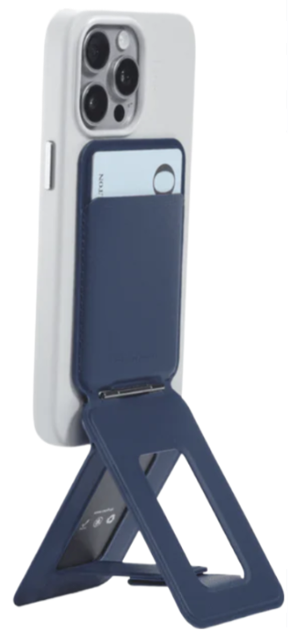 Moft Штатив- держатель с отделением для карт | с поддержкой MagSafe | из экокожи премиум-класса Snap Phone Tripod Wallet MOVAS, Темно-синий