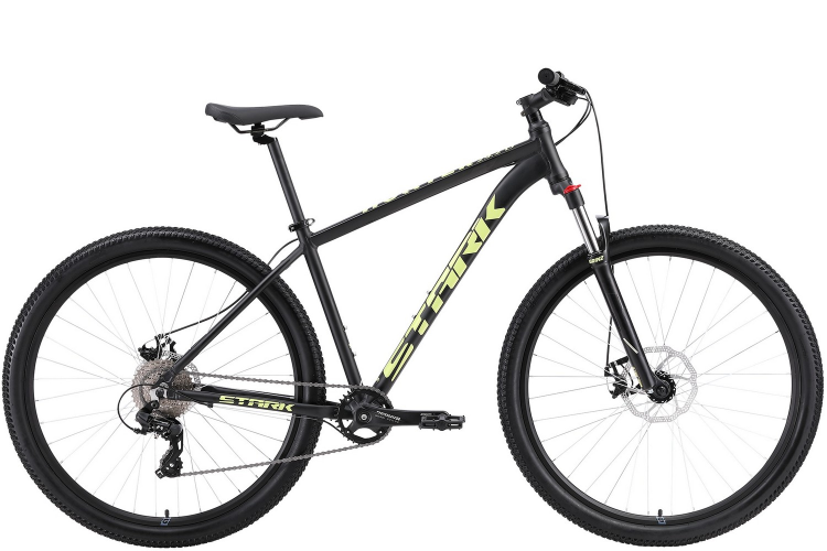 Stark Hunter 29.2 D 2024 Горный Велосипед : Цвет черный / кислотно-желтый | Алюминиевая Рама 6061 | 21 Скорость | Максимальный Вес Велосипедиста 130 кг | Подходит для Роста 165-195 см | Конусные Тормоза | Вес 14.0 кг
