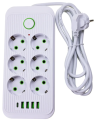 Tendenza TZ-SP003 Сетевой фильтр с заземлением на 6 розеток, 4 USB,1 Type-C 	 																		