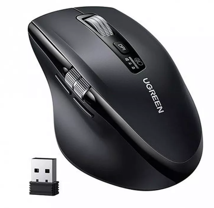 Ugreen Беспроводная компьютерная мышь M751 (45792) Ergonomic Contoured-Shape Multi-Mode Wireless Mouse 2.4 GHz&BT. Цвет: черный