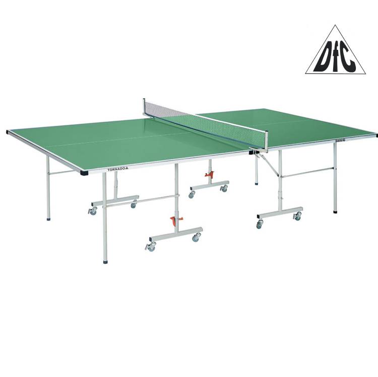 Теннисный стол DFC/ складной/ 274 х 152,5 х 76 см/ с сеткой/ на колесах/ для одиночной и групповой игры/ для дома/ TORNADO, 4 мм, зеленый