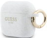 Guess Чехол для Airpods Pro 3 | Кольцо для ношения | Надежная фиксация | Silicone with ring, Glitter/White
