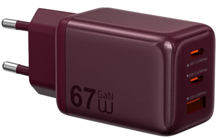 WiWU Wi-G026 67W GaN Сетевое зарядное устройство | Два порта USB-C и USB-A