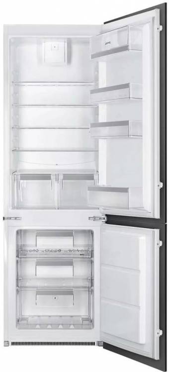 SMEG Встраиваемый комбинированный холодильник, объем камер 192+61л, нижняя морозильная камера, скользящие направляющие
