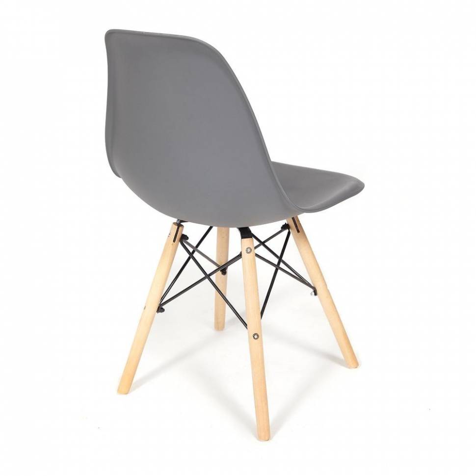 Tetchair Стул CINDY (EAMES) (mod. 001) дерево береза/металл/сиденье  пластик, 51x46x82.5см, серый/grey 11466