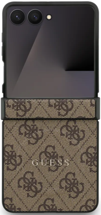 Guess Чехол для Samsung Z Flip 7, PU 4G Classic metal logo Hard Brown (MagSafe)