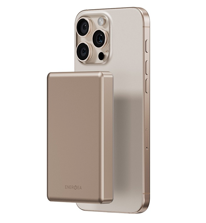 Energea AluPac MagSafe Повербанк 10000mAh 15W Беспроводная Зарядка USB-C 20W Ultra Light Aluminium Gold