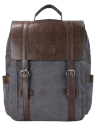 8483 Рюкзак городской с кожаными вставками Цвет: Серо-коричневый | 41×31×12 см